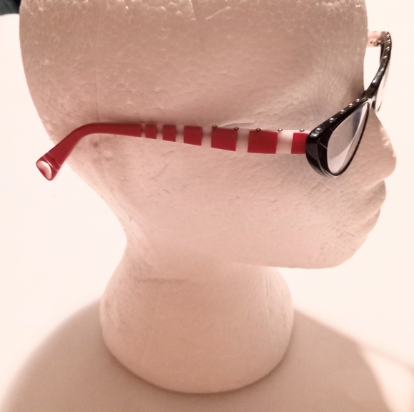 Betsey Johnson Handmade in Japan Cateye Eyeglass Frame Red Black White - Picture 10 of 16